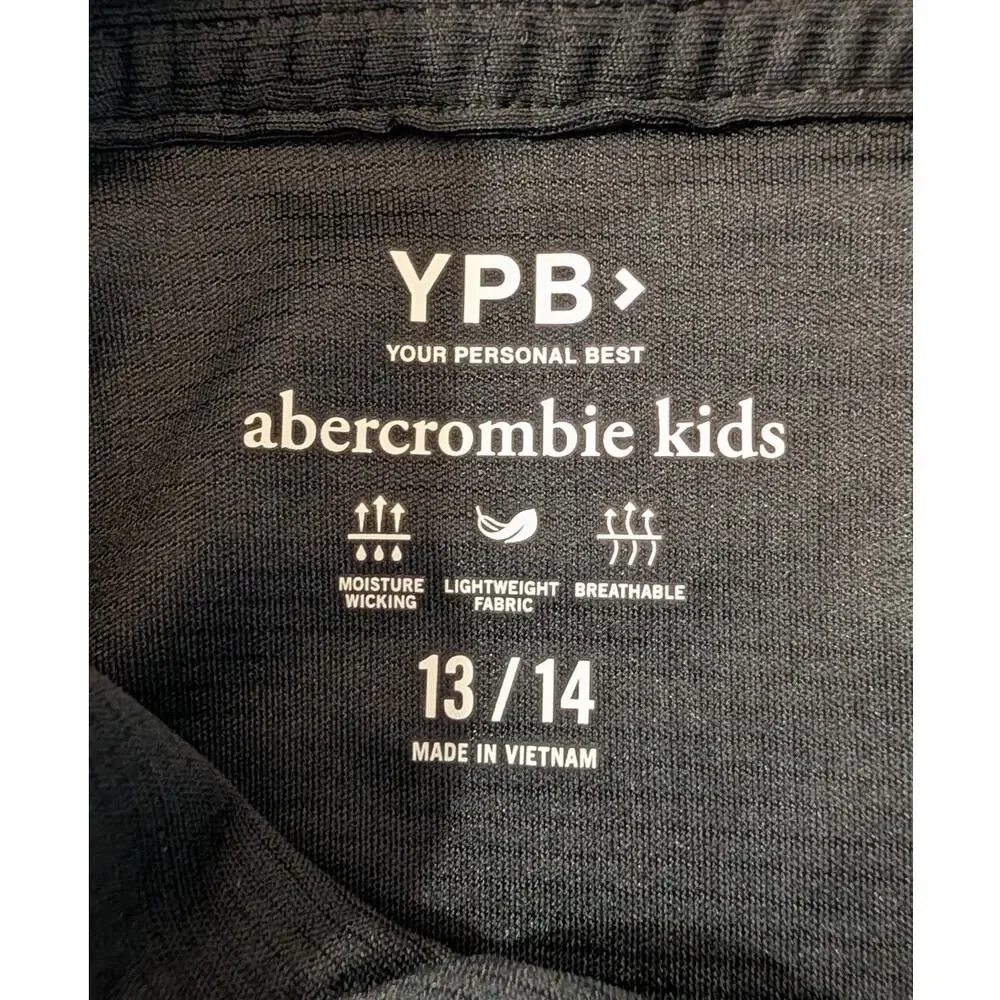 Abercrombie Kids YPB Performance Polo Shirt 13/14 Black Moisture Wicking